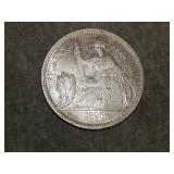 1895a French Indochina Lg SILVER PIASTRE NICE !!!