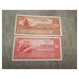 1962 Vietnam 10 & 20 Dong the 20 is RARE