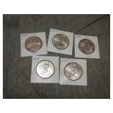 5 American SILVER Eagles .999 Silver 1 ozt Coins