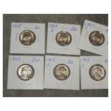 1943 PDS & 1945 PDS UNC !!! SILVER War Nickels