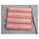 1951S, 52S, 53S, 54S ROLLS of 50  Lincoln Cents Ci