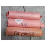 1929S, 30S, 35S ROLLS of 50  Lincoln Cents Circ.