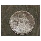 1913a French Indochina Lg SILVER PIASTRE NICE !!!
