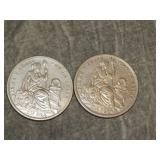 1923 & 24 Peru SILVER Sol Coins 1.59 ozt