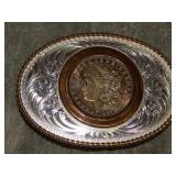 Belt Buckle with 1921 Morgan SILVER Dollar