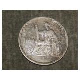 1893a French Indochina Lg SILVER PIASTRE NICE !!!