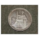 1909a French Indochina Lg SILVER PIASTRE NICE !!!