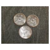 3 French Indochina UNC 20 centimes SILVER coins