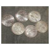 6 Austria 90% SILVER 50 Shilling Coins 3.87 ozt UC