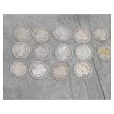 14 Barber SILVER Half Dollars