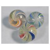 (3) Handmade German Latticino Marbles Etc.