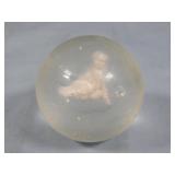 Antique c 1880's GIRL IN CHAIR SULFIDE Marble 2.2'