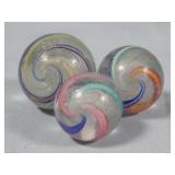 (3) c. 1800's German Latticino Marbles