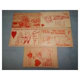 (5) Antique VALENTINES DAY ARCADE Postcards