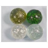 (4) Antique Green MICA Marbles 0.7'
