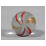 Antique Handmade Red Banded Lutz Marble 0.788'