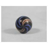 Handmade Blue Band Black Lutz Marble 0.592'