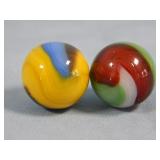 (2) Assorted Akro Agate Corkscrew Marbles 0.6'