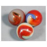 (3) Akro Multi-Color Corkscrew Marbles