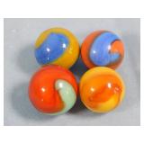 (4) Akro Agate Multi-Color Corkscrew Marbles 0.6'