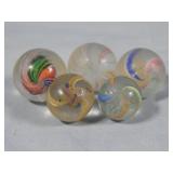 (5) c.1880's German Double Ribbon/Latticino/Etc.