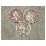 (3) Three Cent Nickels