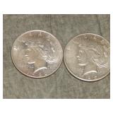 1922 P & 1925 S Peace SILVER Dollars