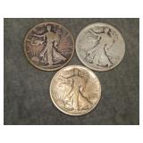 1917 P,D,S Walking Liberty Half Dollars