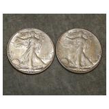 Pair of XF 1937 D Walking Liberty Half Dollars !!!