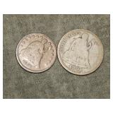 1857 Half Dime 1891 O Dime - neat TYPE