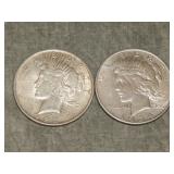 1923 P & 1934 D Peace SILVER Dollars