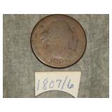 1807/6 Large Cent BETTER overdate
