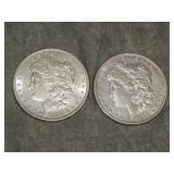 Pair of 1898 P Morgan SILVER Dollars NICE coins