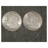 Pair of 1921 D Morgan SILVER Dollars NICE !!