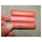 Rolls of Lincoln Cents as marked