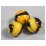 (3) BUMBLEBEE Marbles w/ Aventurine 0.6'