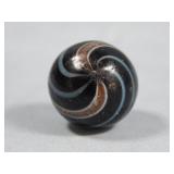 Handmade Blue Band Black Lutz Marble 0.694'