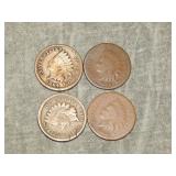 4 Indian Head Cents all 1864