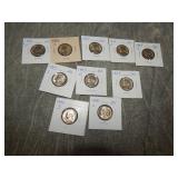 10 SILVER WAR Nickels all diff all UNCIRCULATED