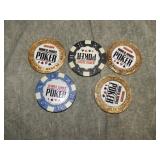 5 World Series of Poker Chips incl. 500