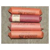 1927 P, 28 P, 29 S, 29 D Rolls of Lincoln Cents