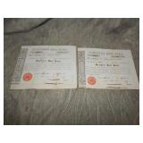 Pair of 1847 Railroad Stock Certificates