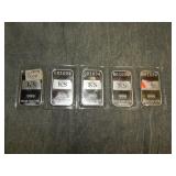 2.5 Troy Ounces of .999 Silver .5 ozt bars