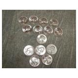 14 UNC !! Washington SILVER Quarters 1944d, 57, 63