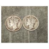 Pair of 1926 S Mercury Dimes DECENT KEY DATE