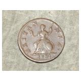 1754 British Copper Farthing NICE coin