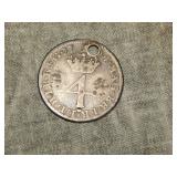 1704 British SILVER Fourpence Hole