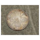 1887 British SILVER  Florin AU+ U GRADE