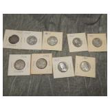 9 Canada SILVER 25 Cent Coins