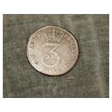 1784 British SILVER Threepence